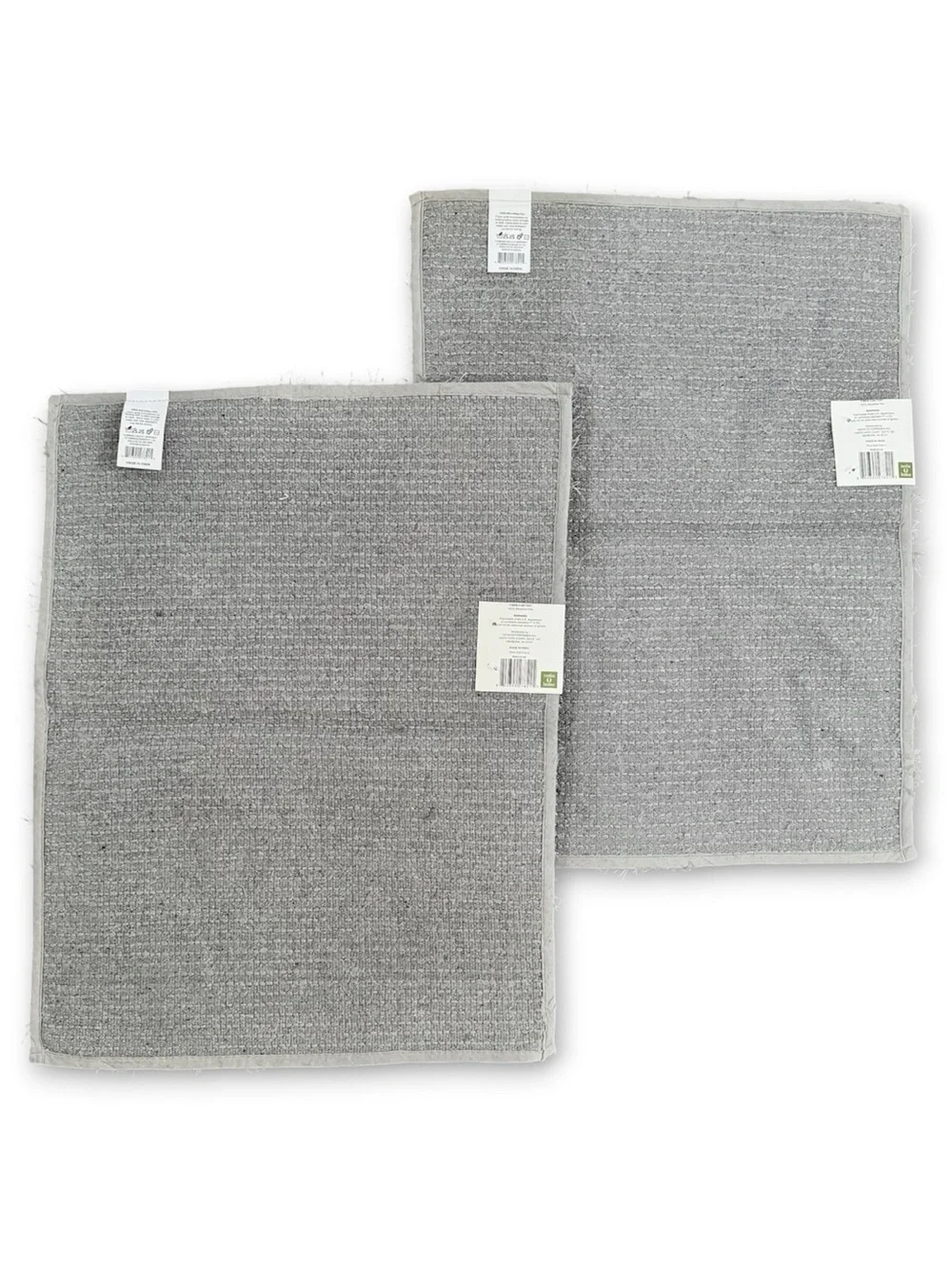 Nedia Home Shag Bath Rugs Non-Skid Microfiber Light Gray Set of Two 18 x 24 NWT